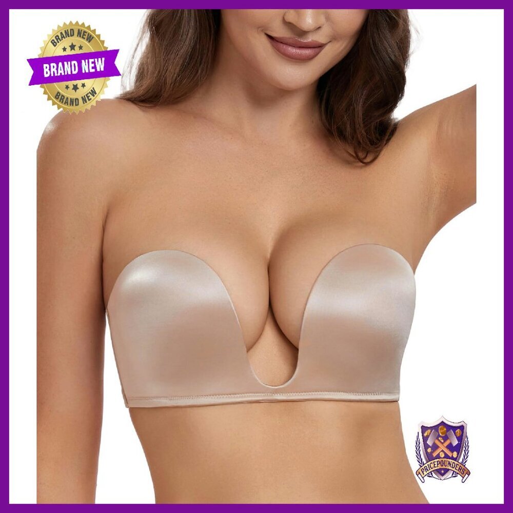 U Plunge Strapless Push Up Bra Demi Padded Seamless Underwire